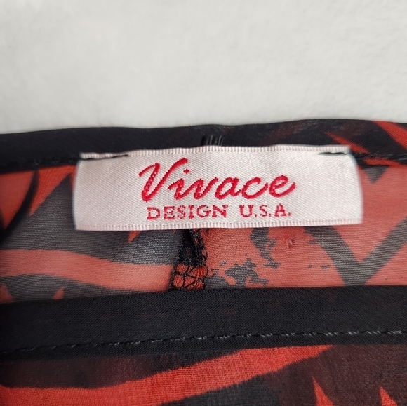 Vivace Blouse Womens M Black and Red Semi Sheer Batwing Sleeve - Picture 5 of 7